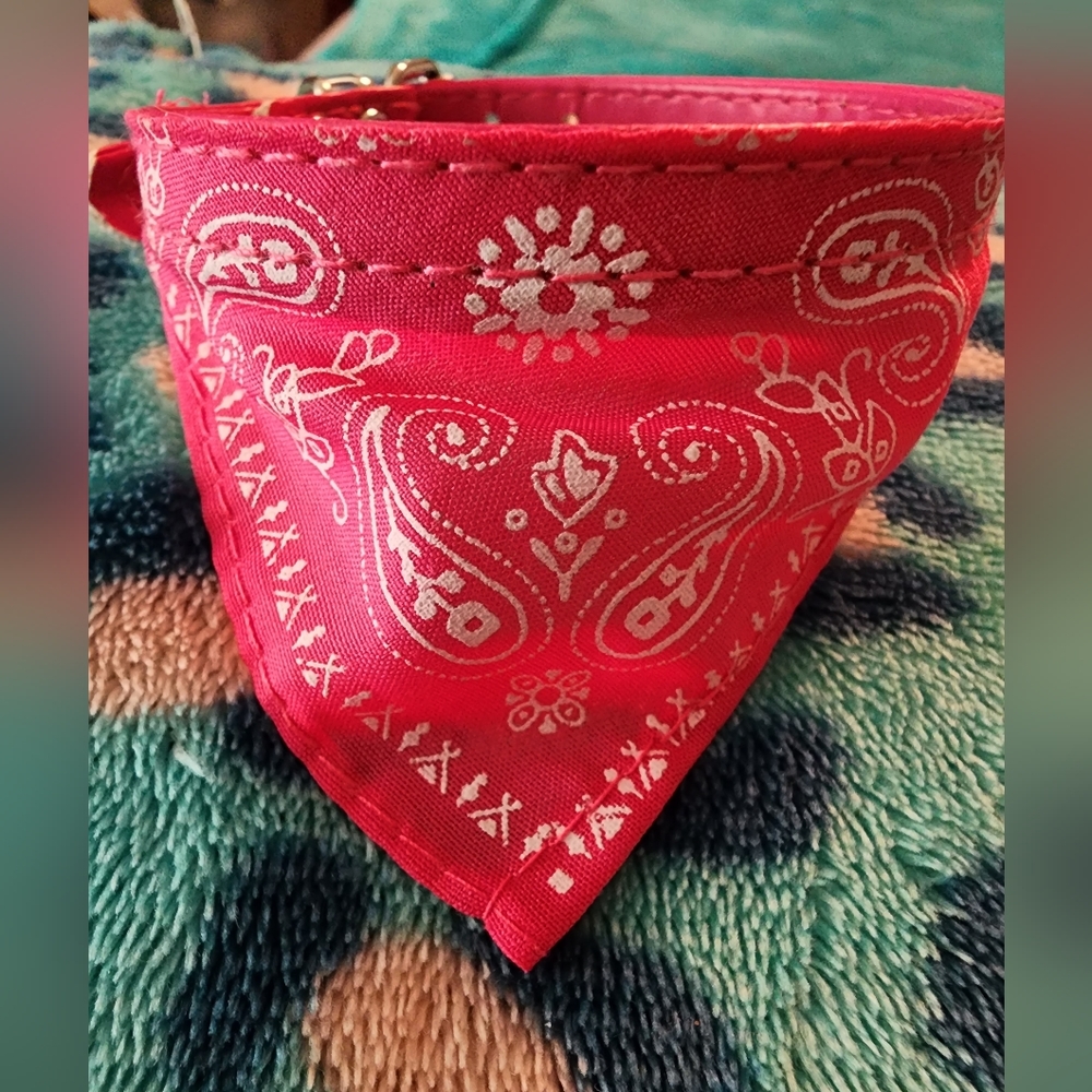Pink Bandana Dog or Cat Collar Small X-Small